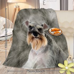 Schnauzer Flannel Blankets Cozy Blanket Super Soft Cozy Warm Puppy Dog Throw Blanket For Couch Chair Bed Sofa Office Cute Schnauzer Gifts 75x100cm (Option: 75x100-Gray)