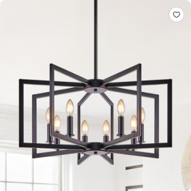 27Modern Golden Geometric 8Light Chandelier Industrial Metal Pendant Light Fixture For Living Room, Dining Room, Or Kitchen Bulb Not Included (Option: Gold-8LightBlack)